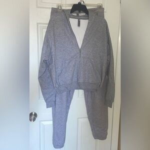 SKIMS Cotton Fleece Jogger/Jacket Set - Heather Grey
